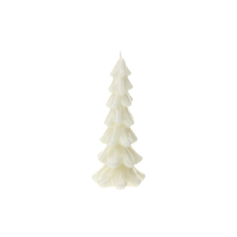 Hervit Bougie sapin de Noël laquée blanc D8xH16 cm