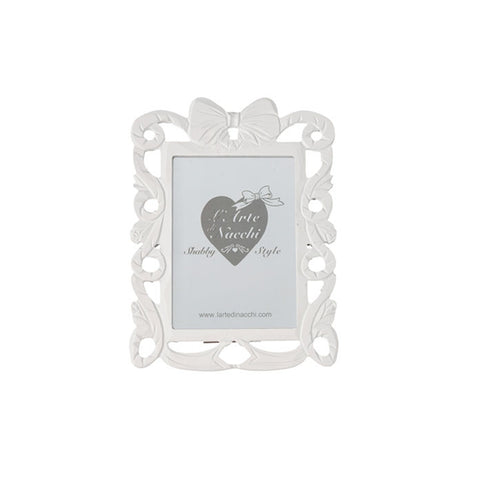 L'Arte di Nacchi Cornice portafoto in legno bianco con fiocco 20x1xH27 cm
