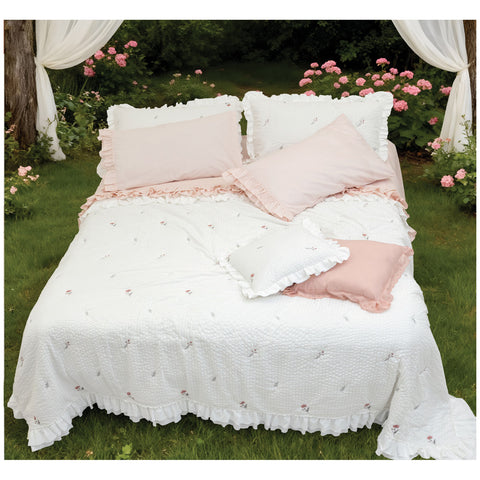 L'Atelier 17 Trapunta matrimoniale primaverile con gala+ 2 federe "Soffio di Fiori" 260x260 cm 3 varianti(1 unità)