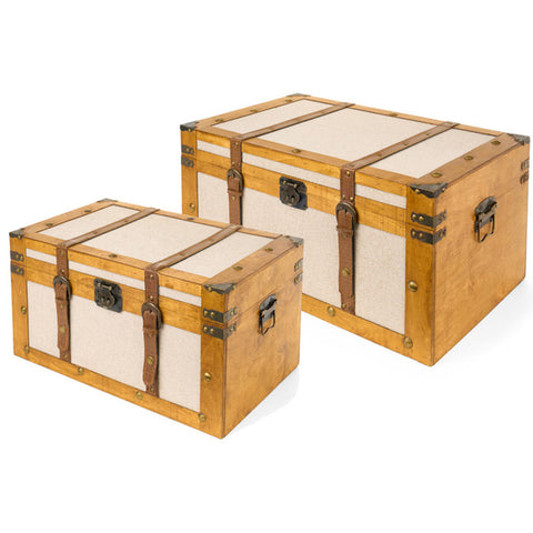 Nuvole di Stoffa Set 2 bauli coppia contenitori legno 50x31x26 - 60x37x30 cm