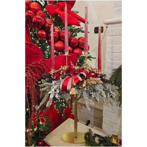 Grand bougeoir de Noël 4 lumières Lena's Flowers L48x20xH65 cm