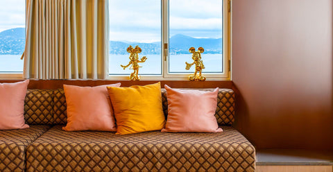 LEBLON DELIENNE Statuina Topolino Welcome piccolo oro cromato 18.5xH30 cm