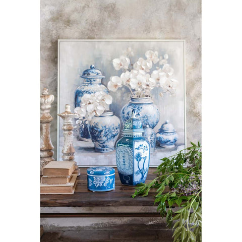 Blanc Mariclò Svuotatasche/Barattolo in porcellana con coperchio "Chinoiserie" 14x14xH10 cm - Angelica Home Stabia