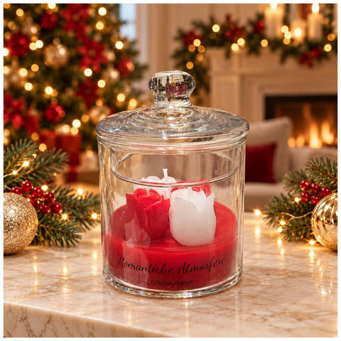 Cereria Parma Mittleres Glas Weihnachtsknospen rosa D10xH13 cm