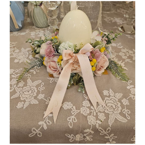Mata Creazioni Girocandela corona di Pasqua + Candela uovo D26xH15 cm 2 varianti(1 unità)