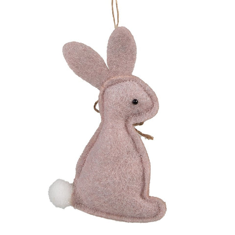 Clayre & Eef Decoro Coniglio di Pasqua da appendere in tessuto rosa 6x1x10 cm