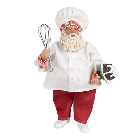 Clayre &amp; Eef Statuette de chef Père Noël en tissu 17x11xH27 cm