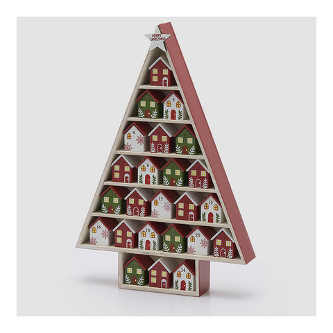EDG Calendario dell'avvento in legno 24 casette 30,5x5xH44,5 cm