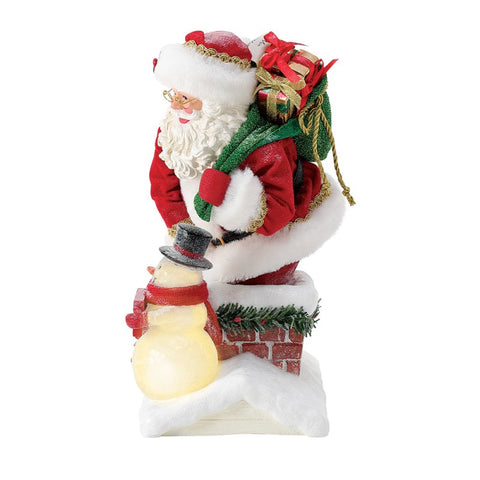 Department 56 Possible Dreams Babbo Natale luci led "Santa Stop Here!" 18x15.5xH27 cm