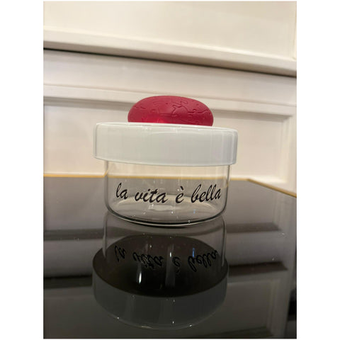 Chiaraela Scatola bassa con dedica e Cuore puzzle fragola D9xH9 cm