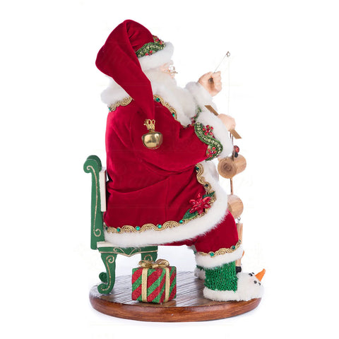 GOODWILL Père Noël en résine avec marionnette "Katherine's Collection" 33 cm