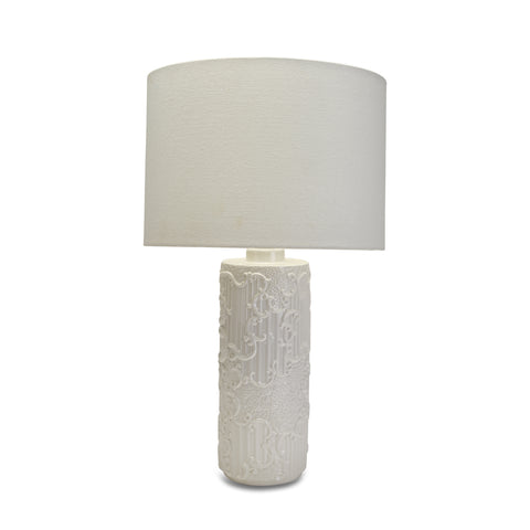 Lampe de table Henriette en céramique + abat-jour "Dentelle" D36xH60 cm