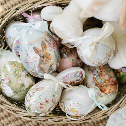 Nuvole di Stoffa Set 4 uova di pasqua con conigli + scatola regalo "Rabbit PePen" H12 cm