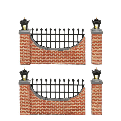 Luville Set 4 pezzi Recinzione marrone illuminata con lampioni luci led 11x1.5xh8 cm