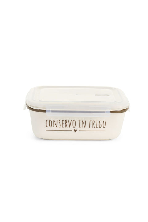 Nuvole di Stoffa Contenitore in ceramica con tappo "Conservo in frigo My Home" 19.5x14.5x6.6 cm