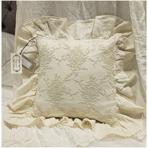 Chez Moi Housse de coussin lin et dentelle "Corinthien" 50x50 cm 3 variantes (1pc)