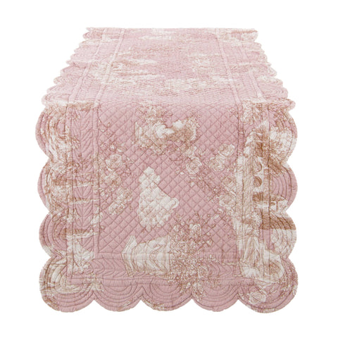 Blanc Mariclò Runner da tavolo in cotone rosa "Toile Du Borgo" 45x140 cm