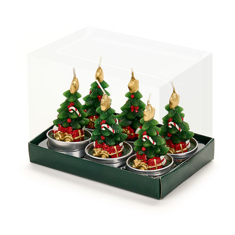 Nuages ​​en tissu Set de 6 bougies chauffe-plat Sapin de Noël "Bear Wonderland" 13,7x9x7,5 cm