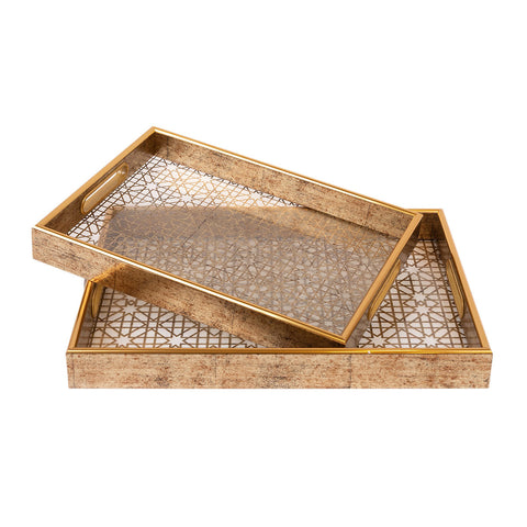 Eurolamp Set 2 Vassoi in vetro marrone 40x30x4,5cm/35x25x4,5cm