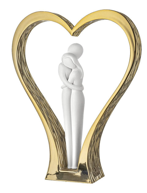 Bongelli Preziosi Tall White/Gold Heart Couple Figurine H24cm