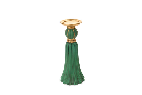 Nuvole di Stoffa Candelabro natalizio portacandela in resina verde e oro H30 cm