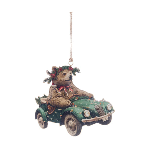 Blanc Mariclò Tree decoration Bear with car 15x15 cm 3 variants (1pc)