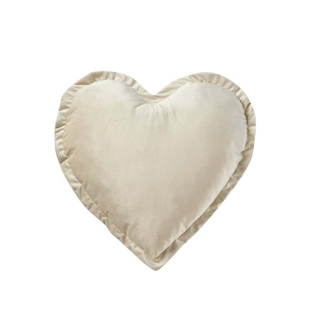 Blanc Mariclò Coussin beige en forme de coeur avec volant 45x45 cm