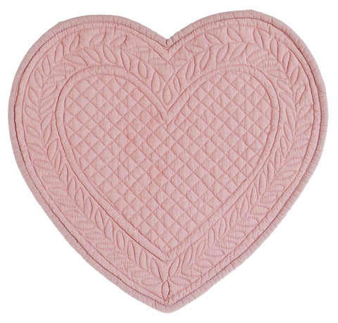 Blanc Mariclò Set 2 tovagliette americane a cuore in cotone rosa "Carmen" 42x42 cm
