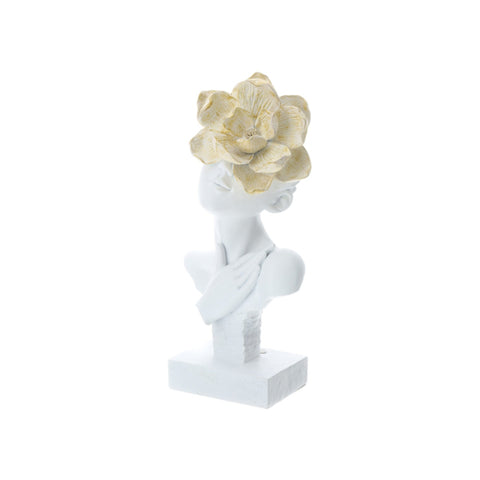 Hervit Busto Dahlia in resina bianco/oro H31 cm