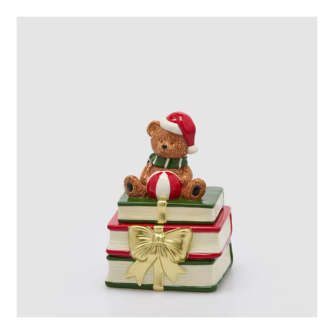 EDG Contenitore natalizio orso su libro ceramica 15x16,5xH23 cm