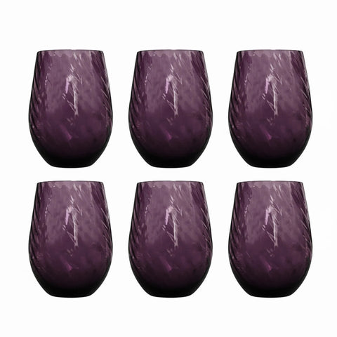 Fade Set 6 Bicchieri in vetro porpora "Braies" 550 ml