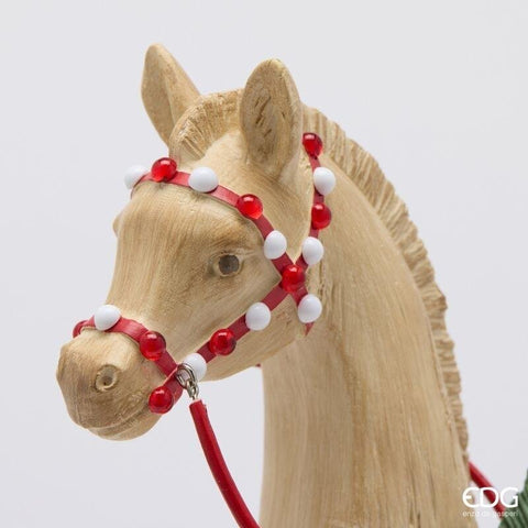 EDG Weihnachtsdekoration Pferd auf Rädern Figur aus Polyresin 32x12xH35 cm