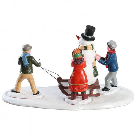 LEMAX Children with snowman "Kids Playing" in polyresin H7.1 x 12.4 x 6 cm