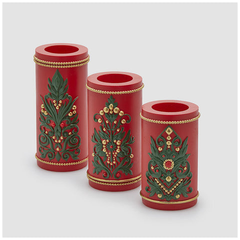 EDG Enzo De Gasperi Lot de 3 bougeoirs cylindriques H13/16/18 cm