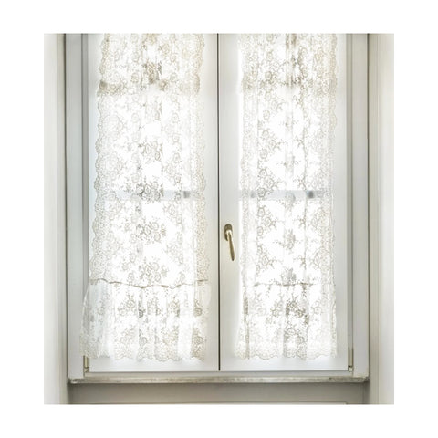 Chez Moi Set of two curtain panels in optical white lace "Provence" Shabby Chic 60xH240 cm