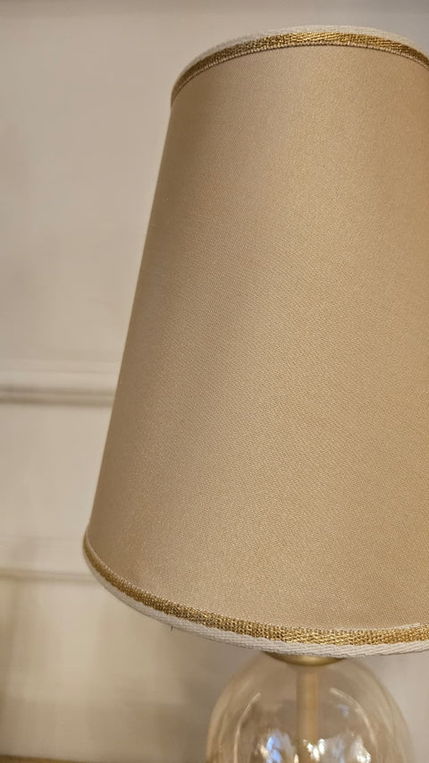 Brulamp Lampada da tavolo in legno + paralume tortora E14 D12.5xH40 cm