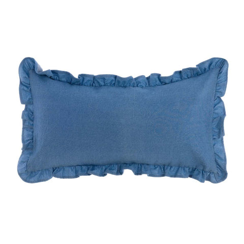 Blanc Mariclò Cuscino arredo denim in cotone blu con gala "Vista Mare" 30x59 cm