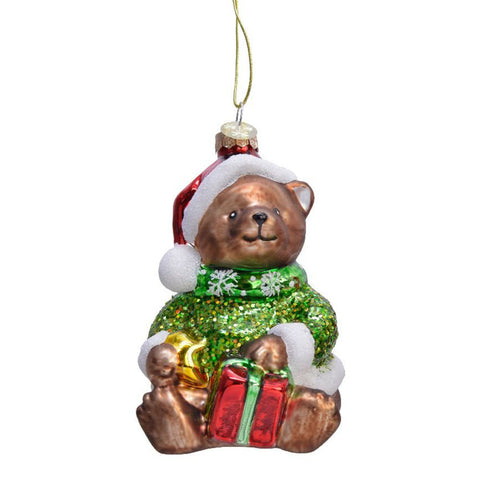 Kaemingk Glass Christmas Bear 5x6xH12 cm 2 variants (1 unit)