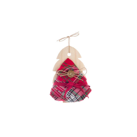 Blanc Mariclò Canovaccio con decoro in legno albero di Natale "Magia Tartan" 40x70 cm 2 varianti (1 unità)