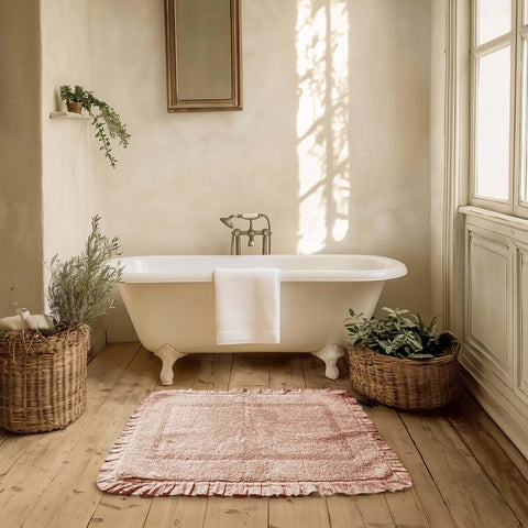 Blanc Mariclò Tappeto bagno in cotone rosa con gala "Bagno Chiaro" 60x120 cm - Angelica Home Stabia