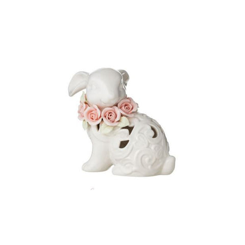 Figurine de lapin de Pâques The Art of Nacchi en céramique perforée 10,5 x 16 x H 14 cm