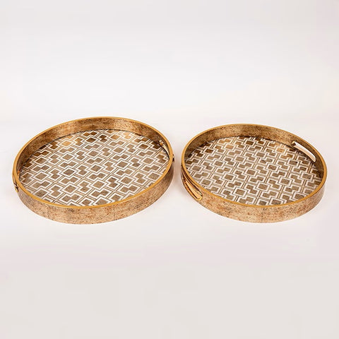 Eurolamp Set 2 Vassoi rotondi in vetro marrone 36x36x4cm/32x32x4cm