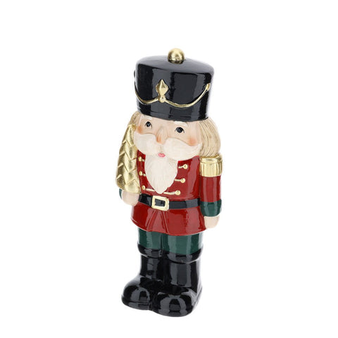 Hervit Decoro soldatino con albero di natale statuina in ceramica lucida H20 cm