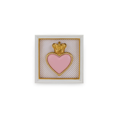 Henriette Quadro decorativo cornice cuore rosa e corona da appendere "Ton Coeur" 12.5x12.5 cm - Angelica Home Stabia