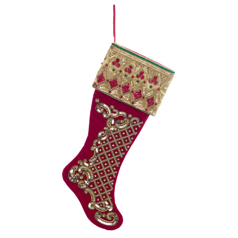 Blanc Mariclò Chaussette de Noël avec appliques "Cantus Natalis" H 60 cm