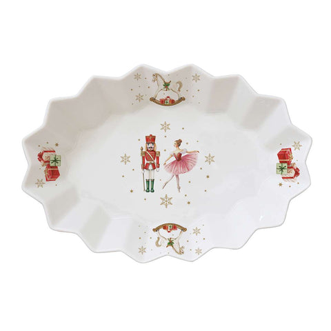 Assiette ovale en porcelaine de Noël Easy Life 25x17 cm