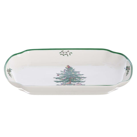 Plateau de Noël en céramique Blanc Mariclò "Abier Natalis" 36x17xH3 cm