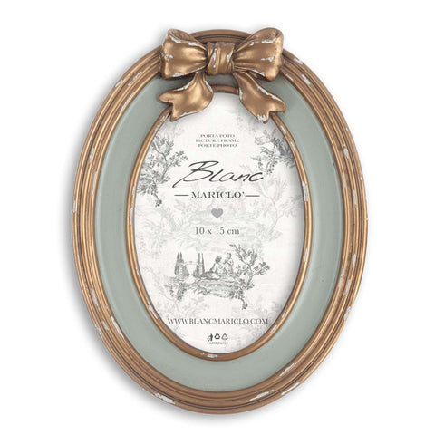 Blanc Mariclò Porta foto fiocco in resina anticato "Amor Et Memoria" 16x2xH21 cm