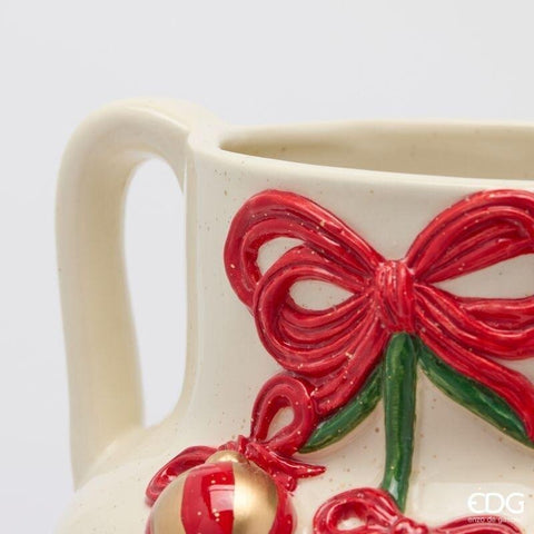 EDG Vaso di natale con decoro abete ceramica D22xH30 cm