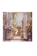 Nuvole di Stoffa Quadro canvas finestra con fiori 30x30 cm 2 varianti(1 unità). - Angelica Home Stabia